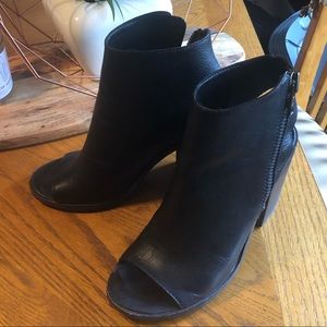 2/$60 Steve Madden black leather open toe booties